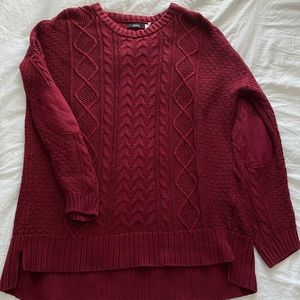 Urban outfitters BDG red cableknit fisherman sweater with patch elbows